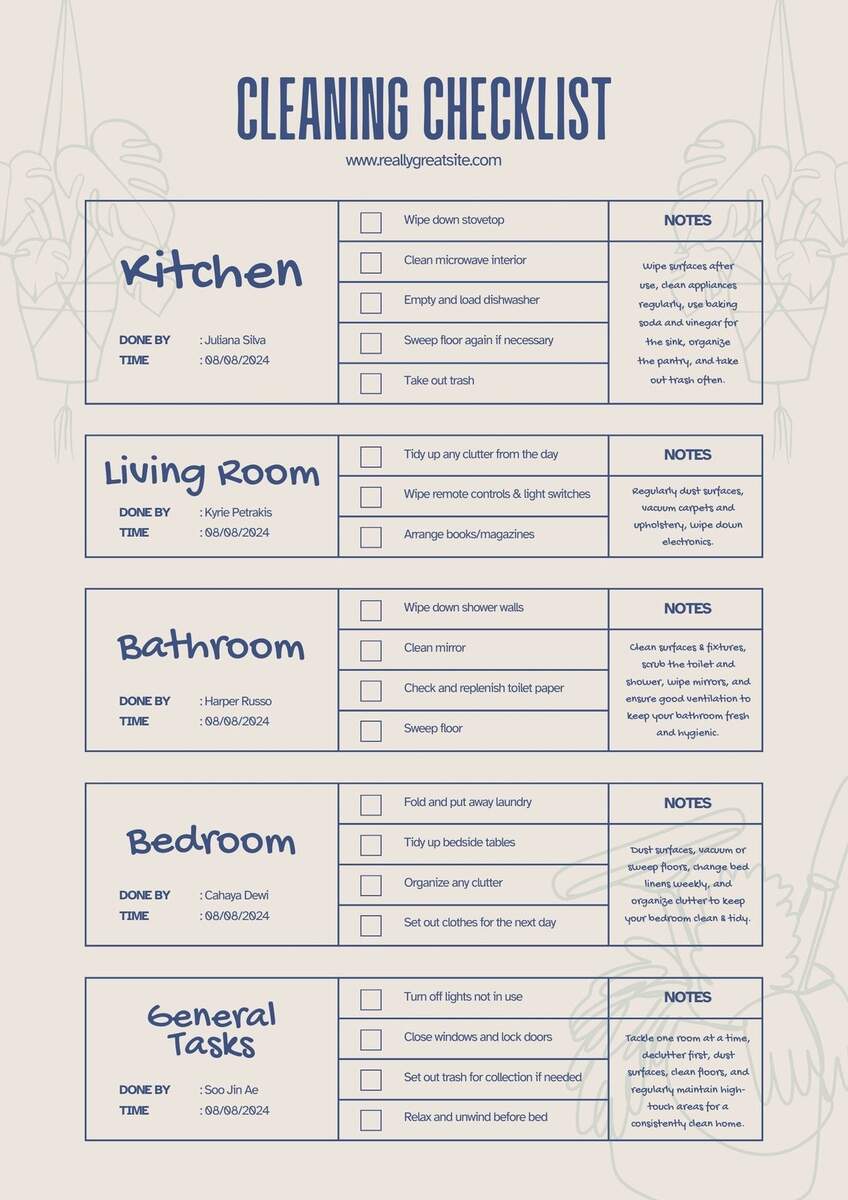 Free Printable Cleaning Checklist Templates Canva Free Printable Cleaning Checklist Templates Canva