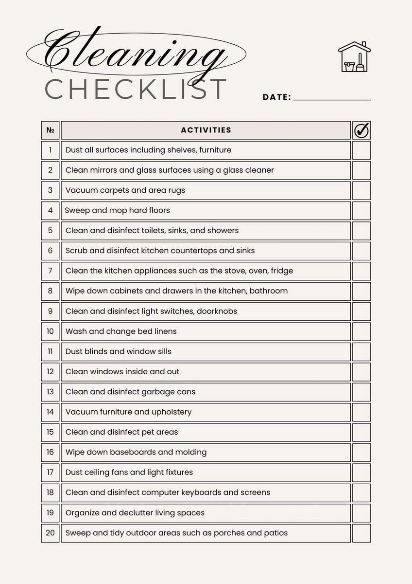 Free Printable Cleaning Checklist Templates Canva Free Printable Cleaning Checklist Templates Canva