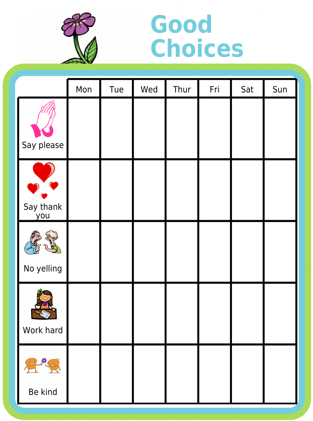 Free Printable Good Choices Chart The Trip Clip Blog