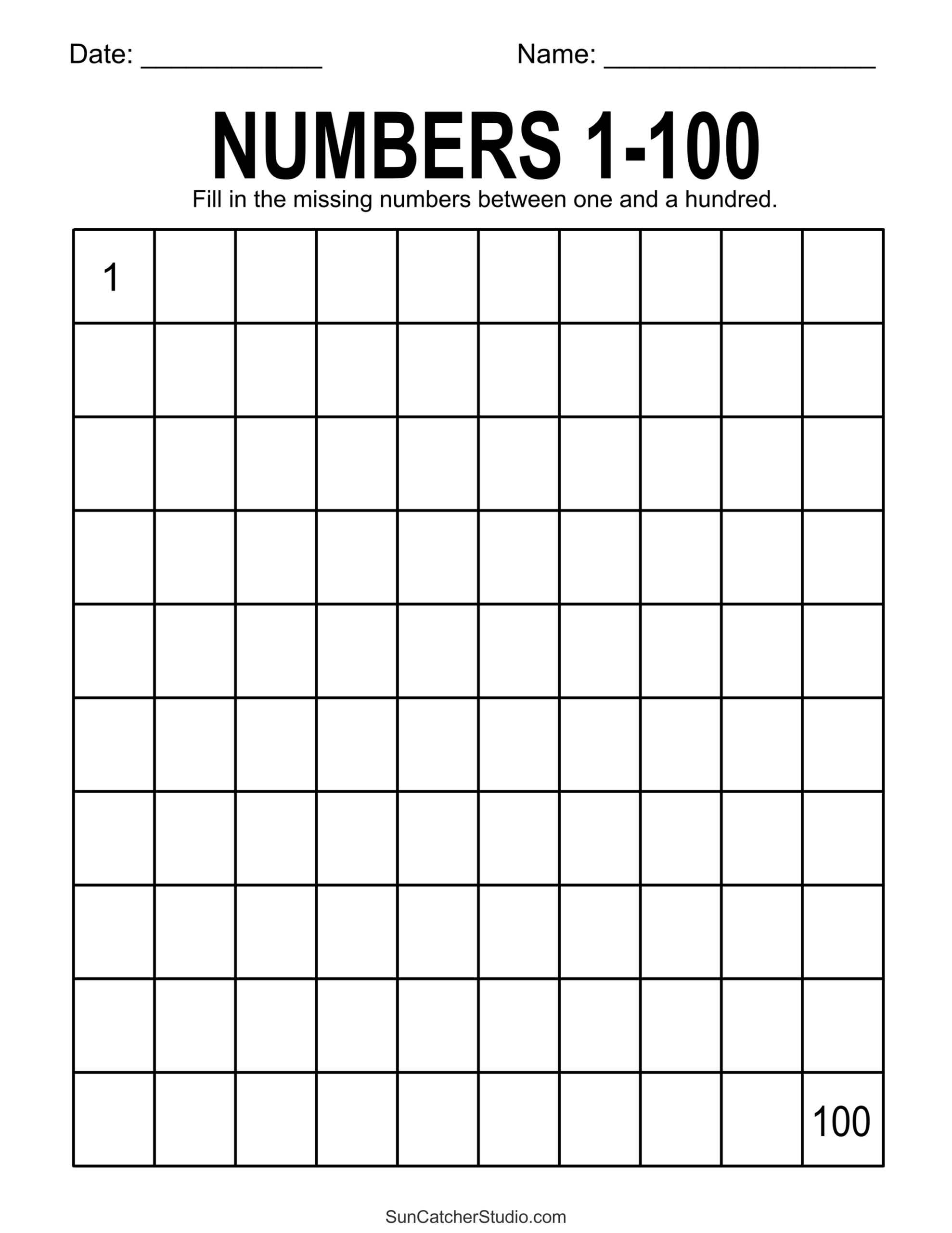 Free Printable Hundreds Charts Numbers 1 To 100 Free Printables Lettering SVG Files Tools Apps Free Blank Hundreds Chart Printable PDF