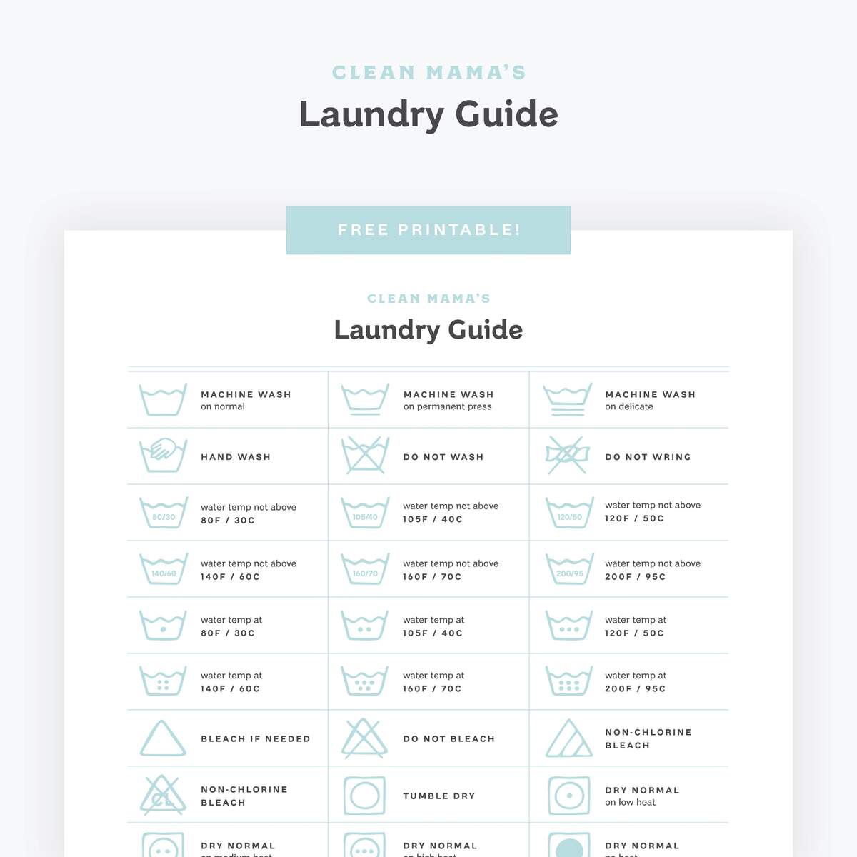 Free Printable Laundry Guide Clean Mama