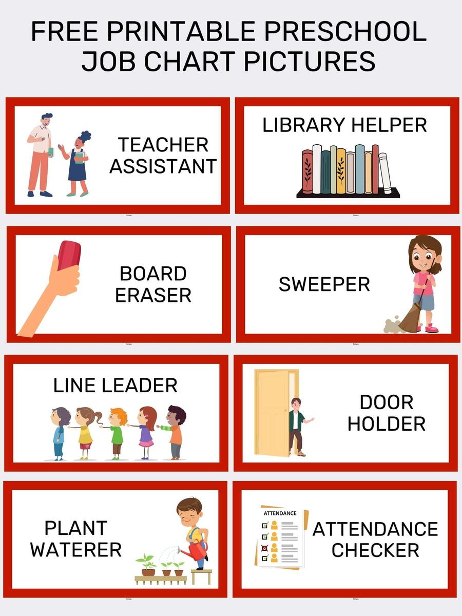 Free Printable Preschool Job Chart Pictures Goally