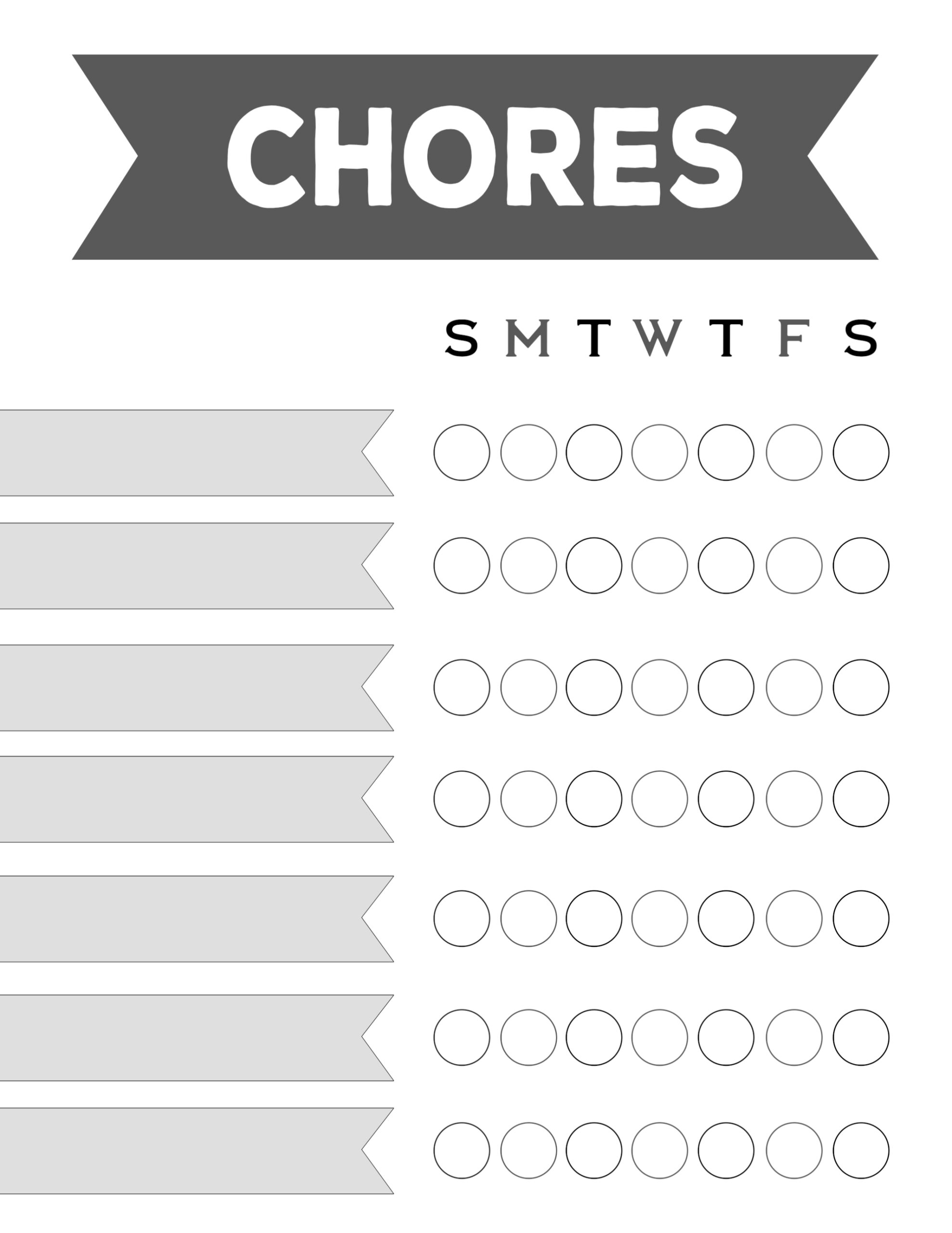 Chore Chart Blank Becca Paro