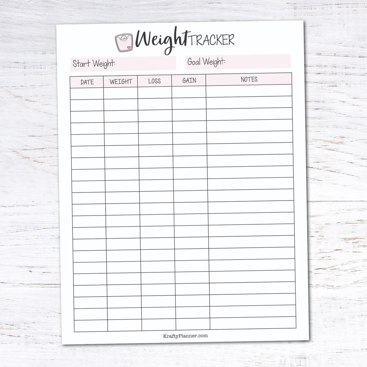 Free Weight Loss Tracker Printable Savor Savvy