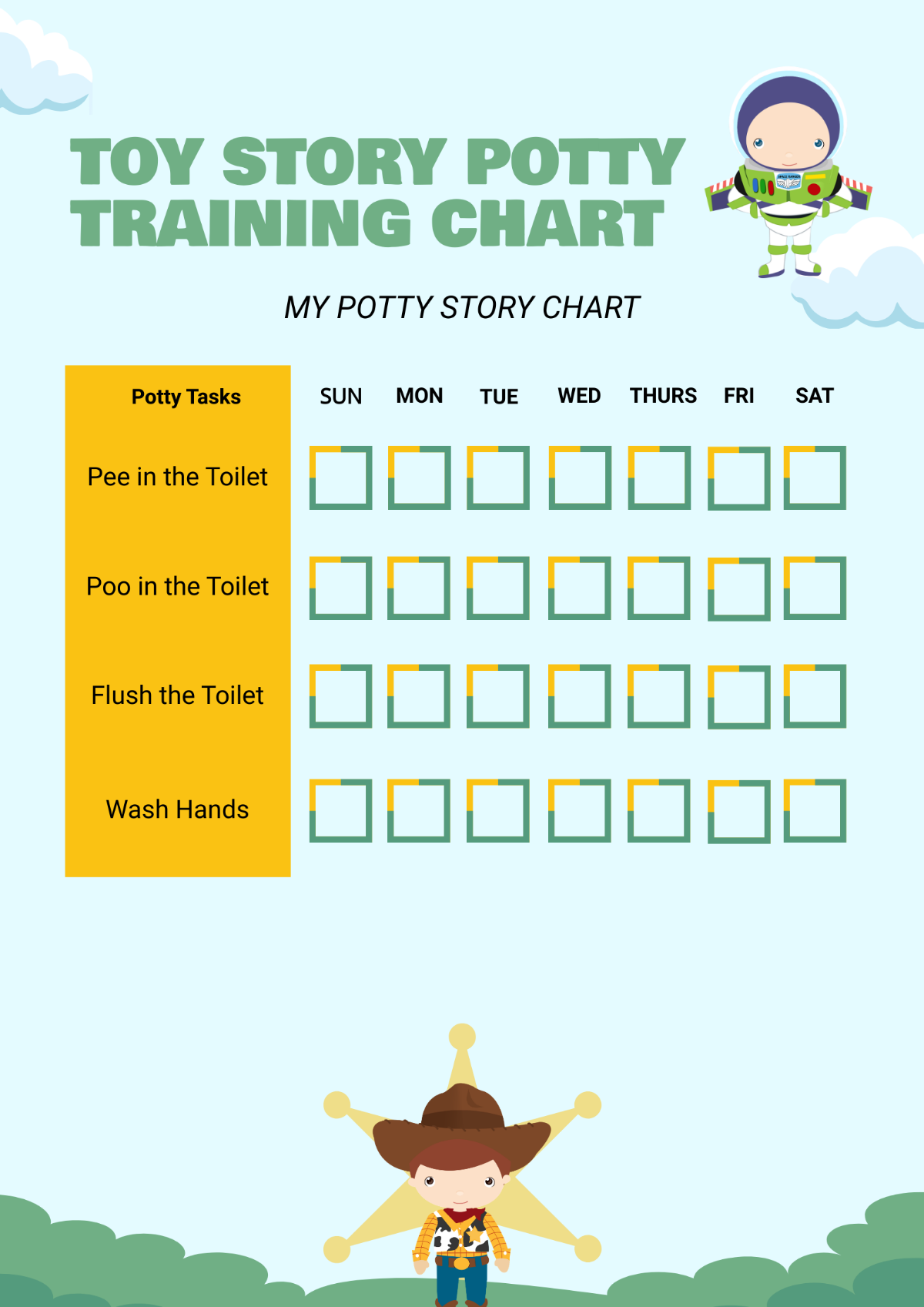 Toy Story Potty Chart Housebreaking Potty Training Kids Chart Progress Chart Toddler Chart Printable Etsy