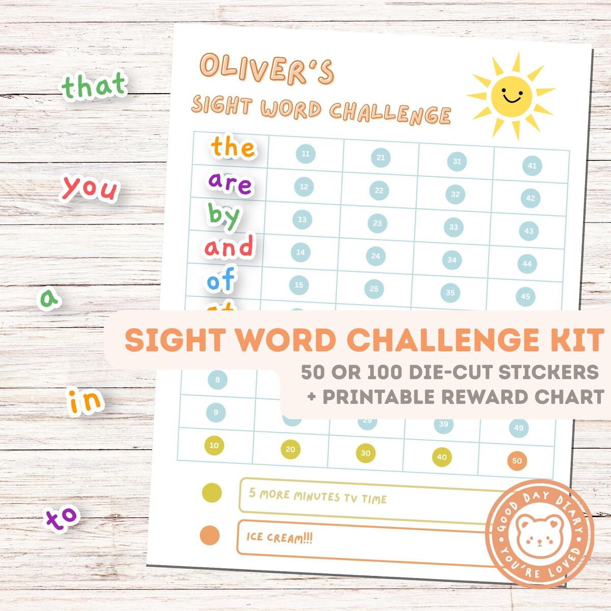 Fry Sight Word Stickers Kids Learning Kit With Reward Charts Printable PDF Included Etsy Fry Sight Word Stickers Kids Learning Kit With Reward Charts Printable PDF Included Etsy