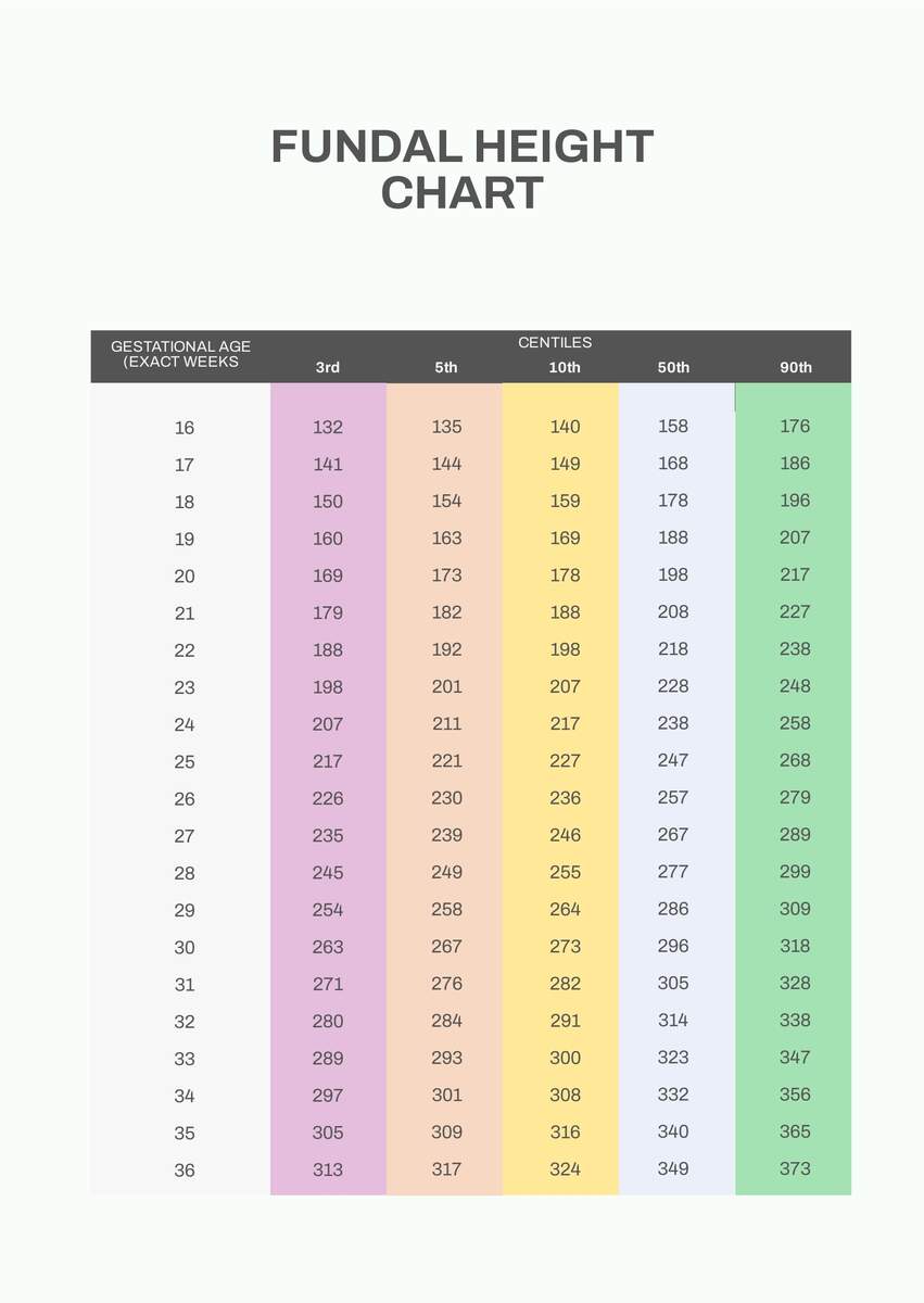 Fundal Height Chart In PDF Download Template