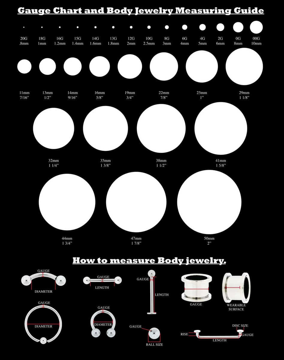 Glass Plugs Size 8g 3mm Gauges Printable Gauge Chart