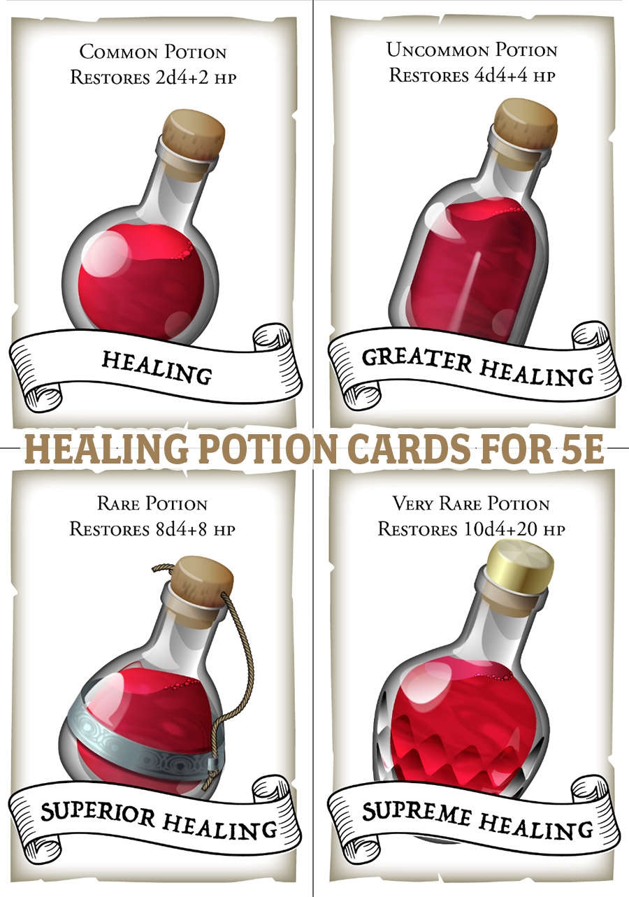 Healing Potion Cards 5e Crypto Cartographer DriveThruRPG