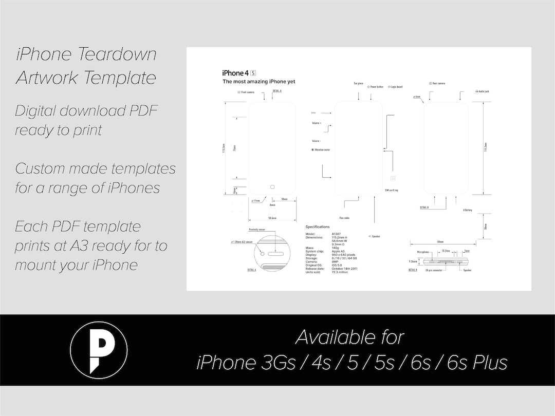 Printable PDF IPhone 4 For Deconstructing Your Own IPhone Etsy