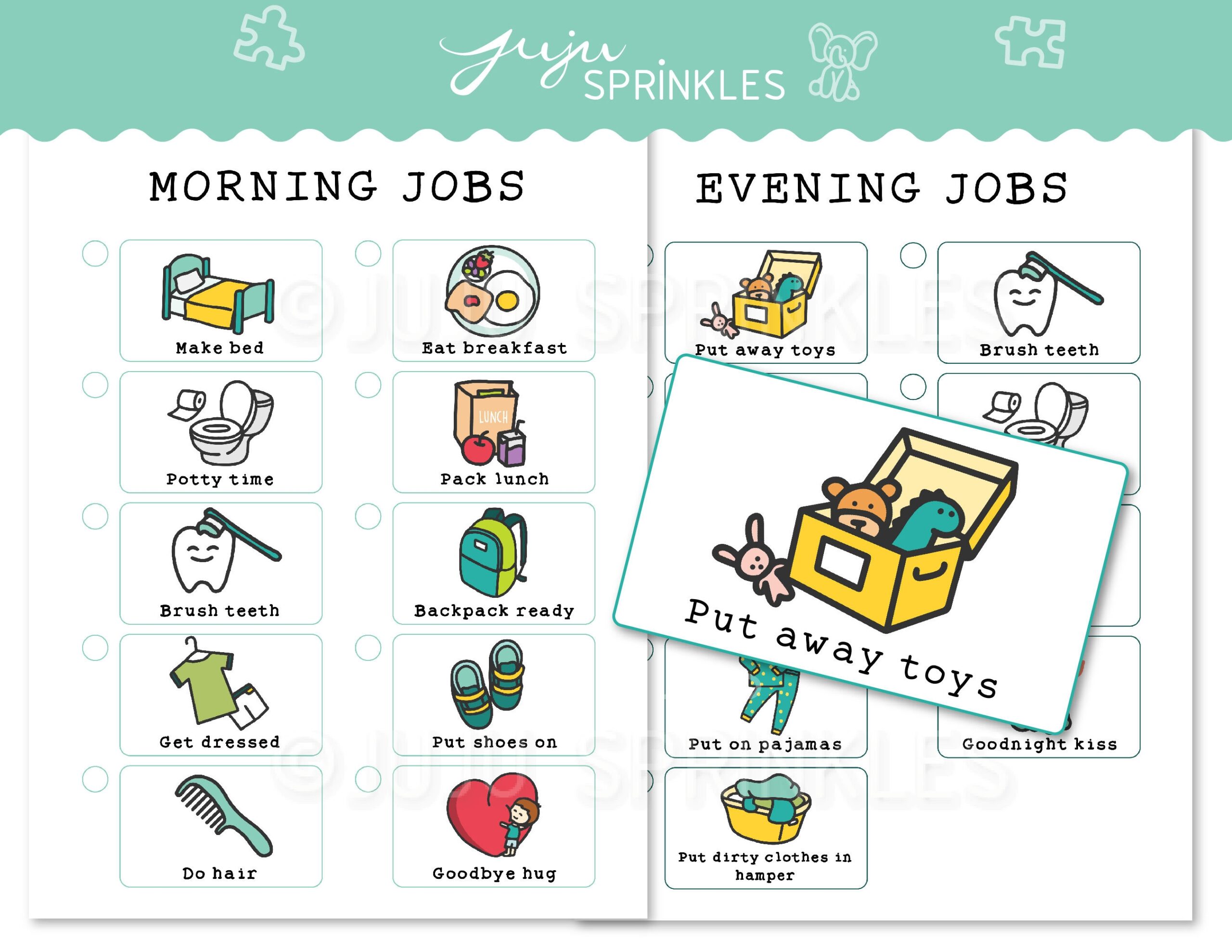Kids Chore Chart Printable Kids Routine Chart Children Chore Chart Kids Chore Cards Daily Routine Chart Etsy
