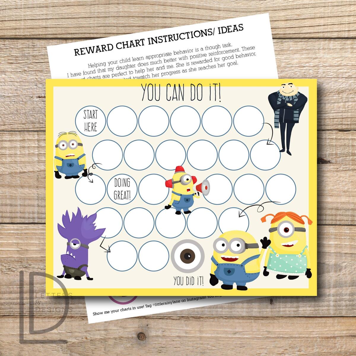 Printable Minions Reward Chart Minions Kids Behavior Chart Instant Download Chart Toddler Reward Chart Kids Game Children Game Etsy