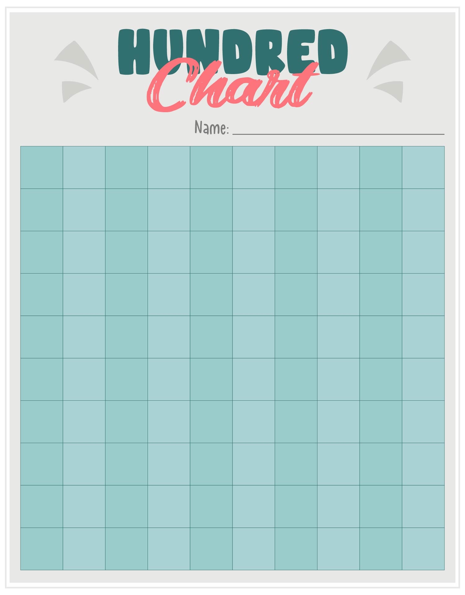 Large 100 Chart 10 Free PDF Printables Printablee