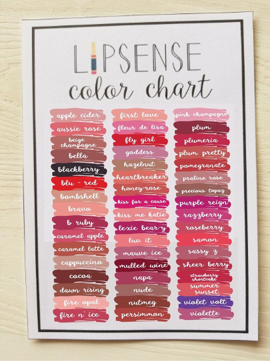 Lipsense Color Chart 2024 Printable Swatches PDF Download Etsy