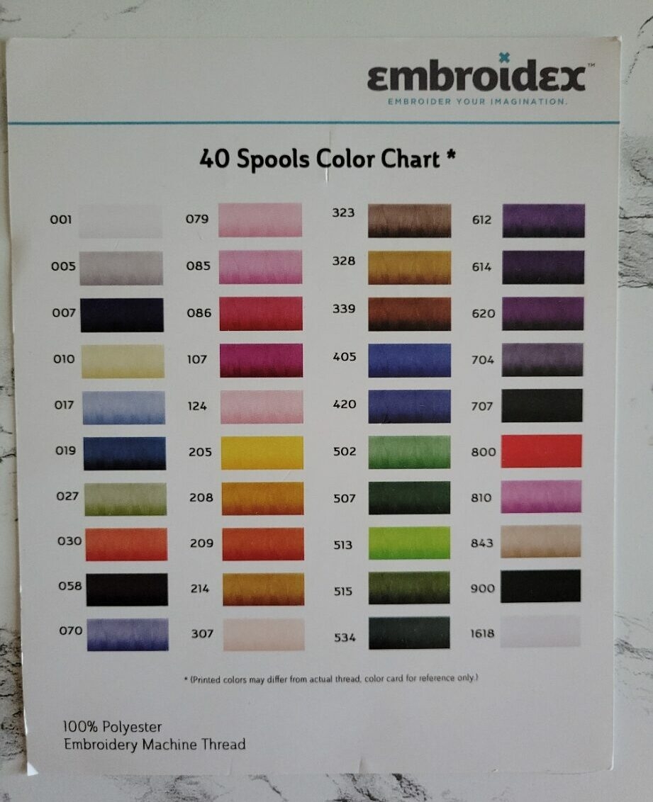 Machine Embroidery Thread Color Charts Master List