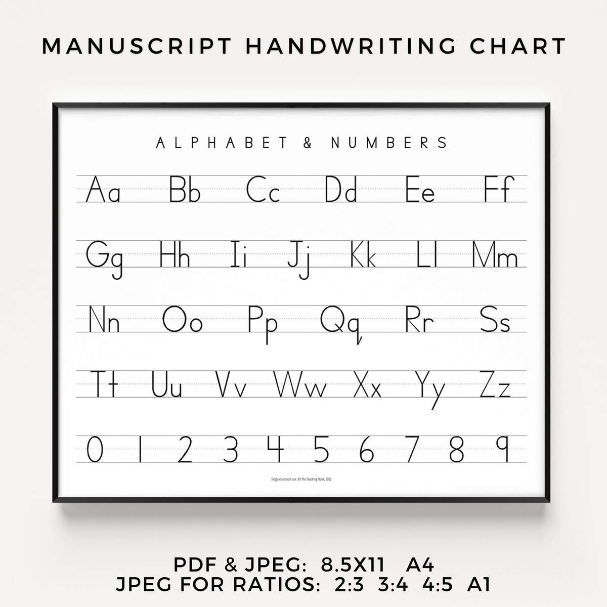 Manuscript Print Handwriting Chart Horizontal Printable Alphabet ABC Poster Homeschool Resources 1st 2nd PDF JPEG Kid S Room D Cor Etsy