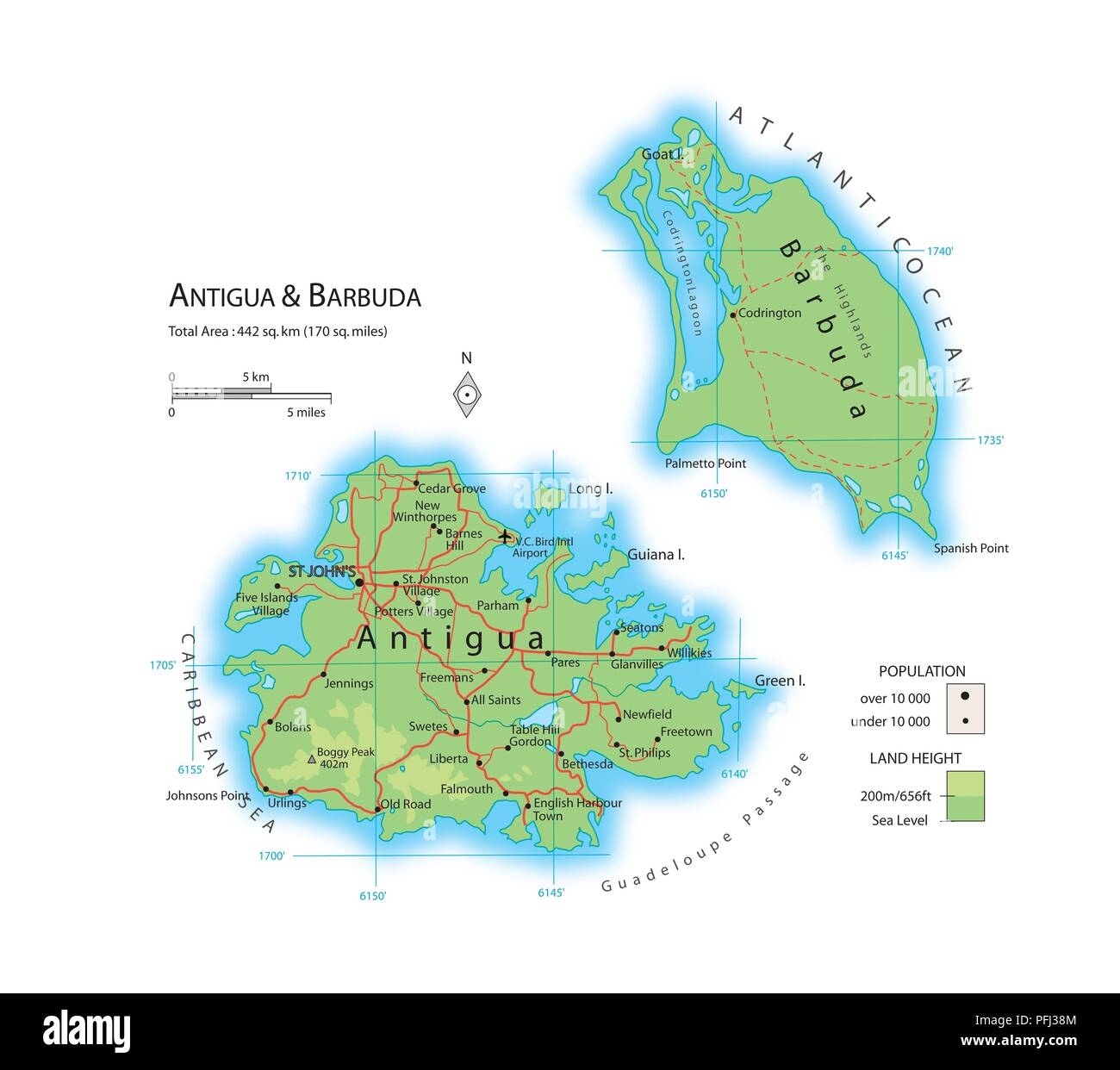Map Of Antigua And Barbuda Stock Photo Alamy Map Of Antigua And Barbuda Stock Photo Alamy