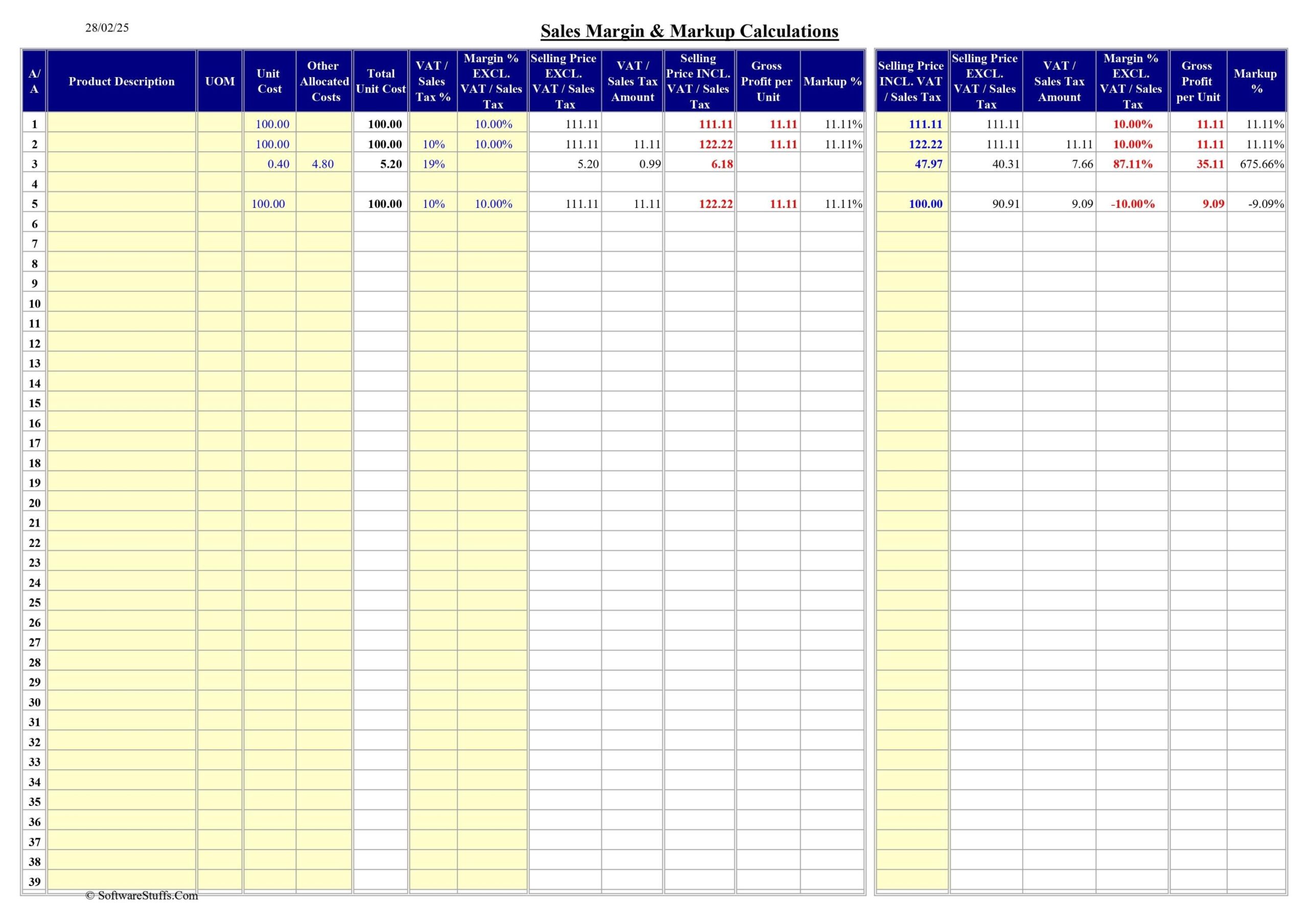 Markup And Margin Calculator Spreadsheet Simplify Pricing And Profit Analysis Etsy