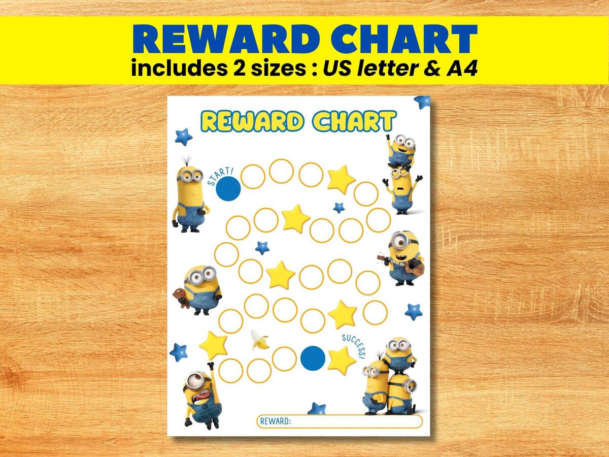 Minions Reward Chart For Kids behavior Chart instant Download Sticker Chart toddler Chore Chart For Girls potty Training Chart For Boys Etsy