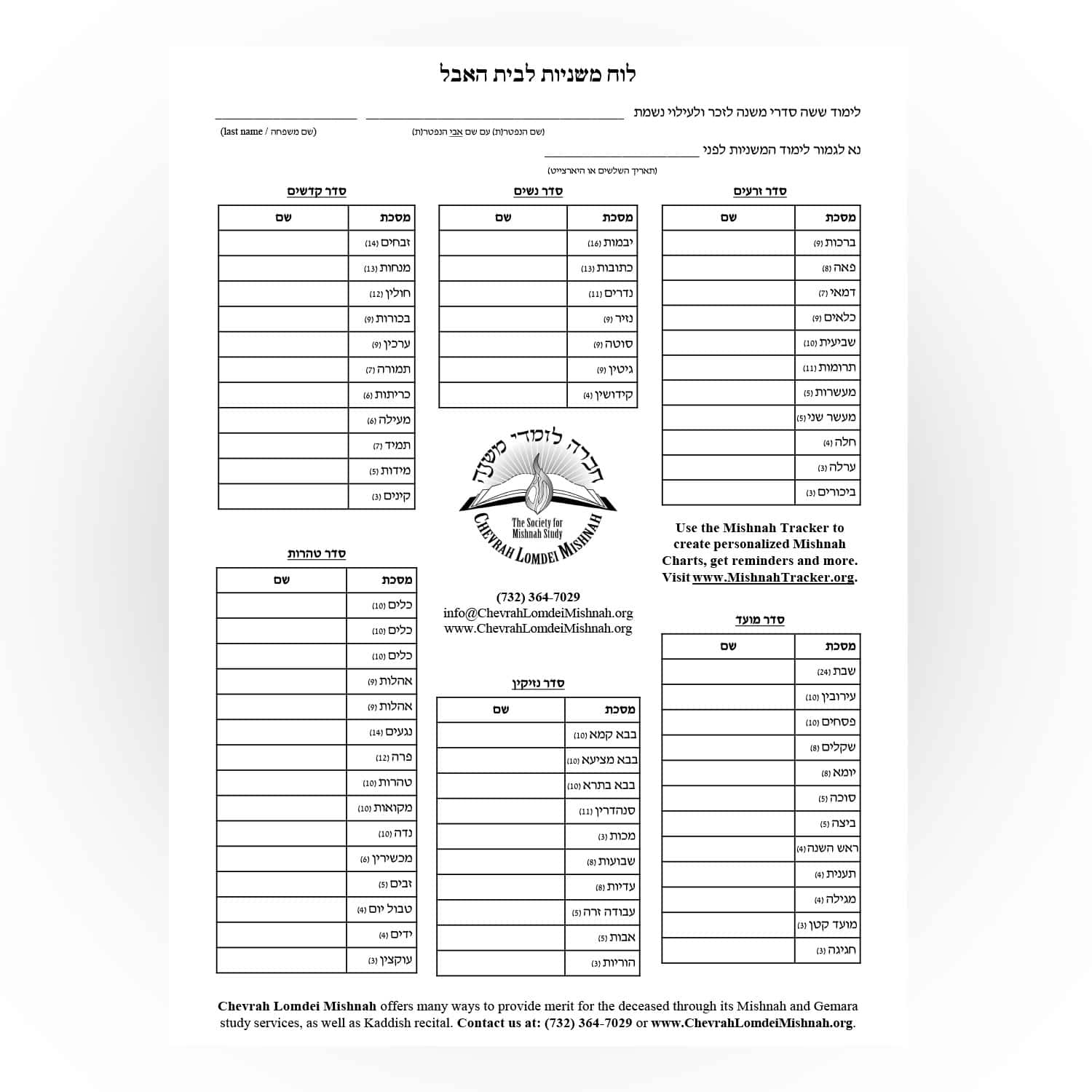 Mishnayos Chart Chevrah Lomdei Mishnah Mishnayos Chart Chevrah Lomdei Mishnah