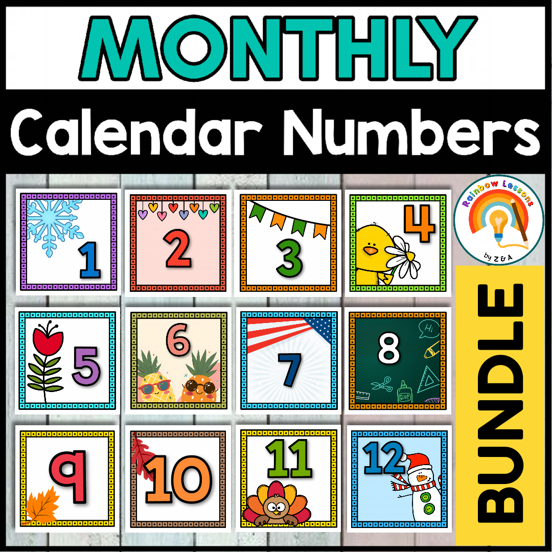 Printable Calendar Numbers For Entire Year BUNDLE Kinder Craze