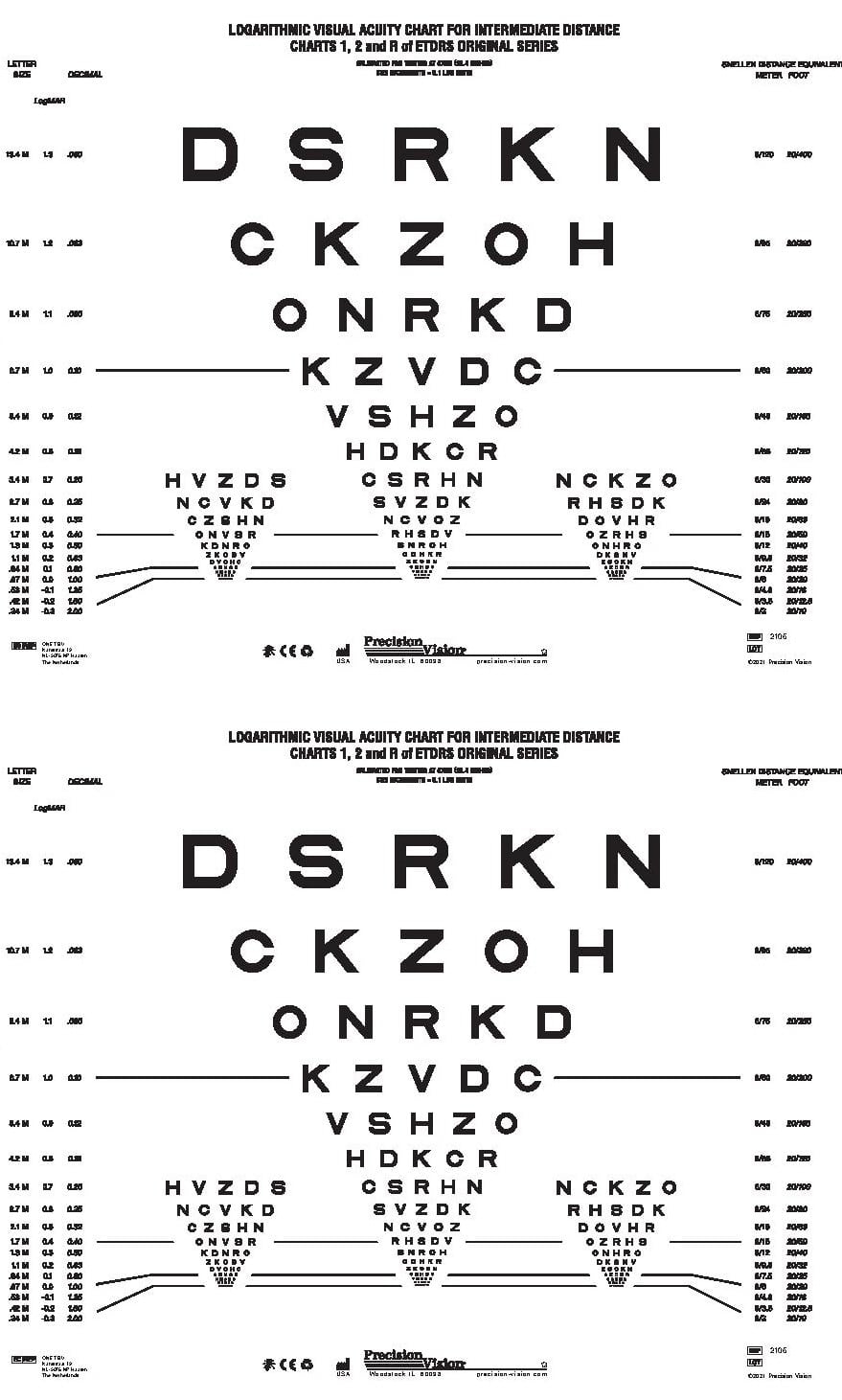 Near Or Intermediate Vision Chart Precision Vision