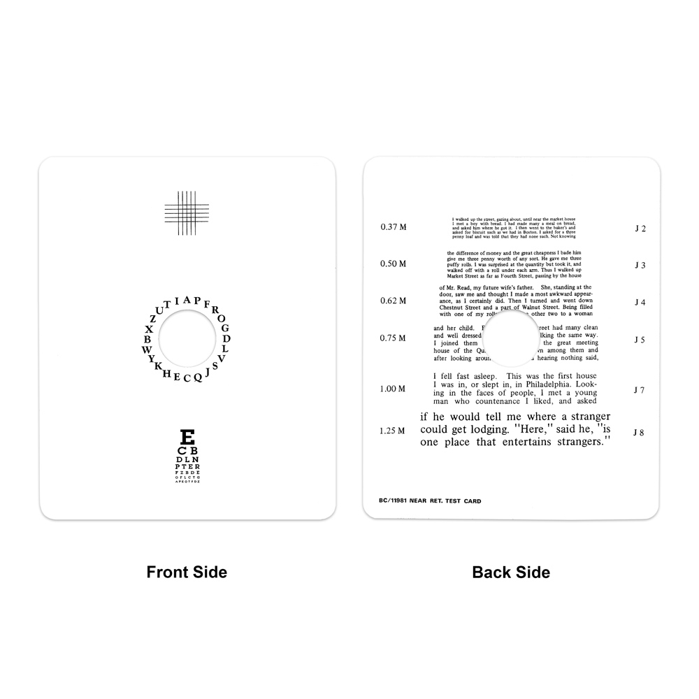 Near Or Intermediate Vision Chart Precision Vision