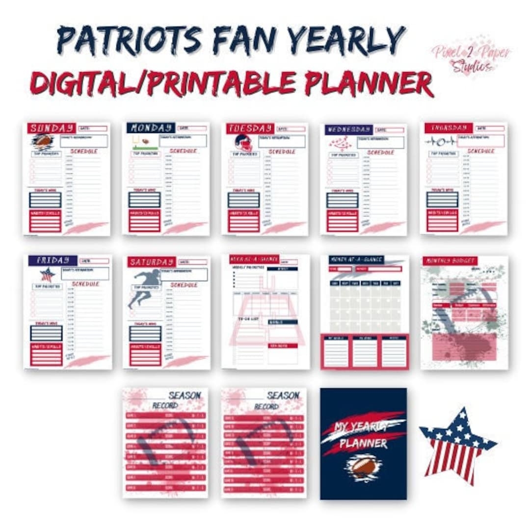 New England Patriots Fan Digital Yearly Planner PRINTABLE Etsy New England Patriots Fan Digital Yearly Planner PRINTABLE Etsy