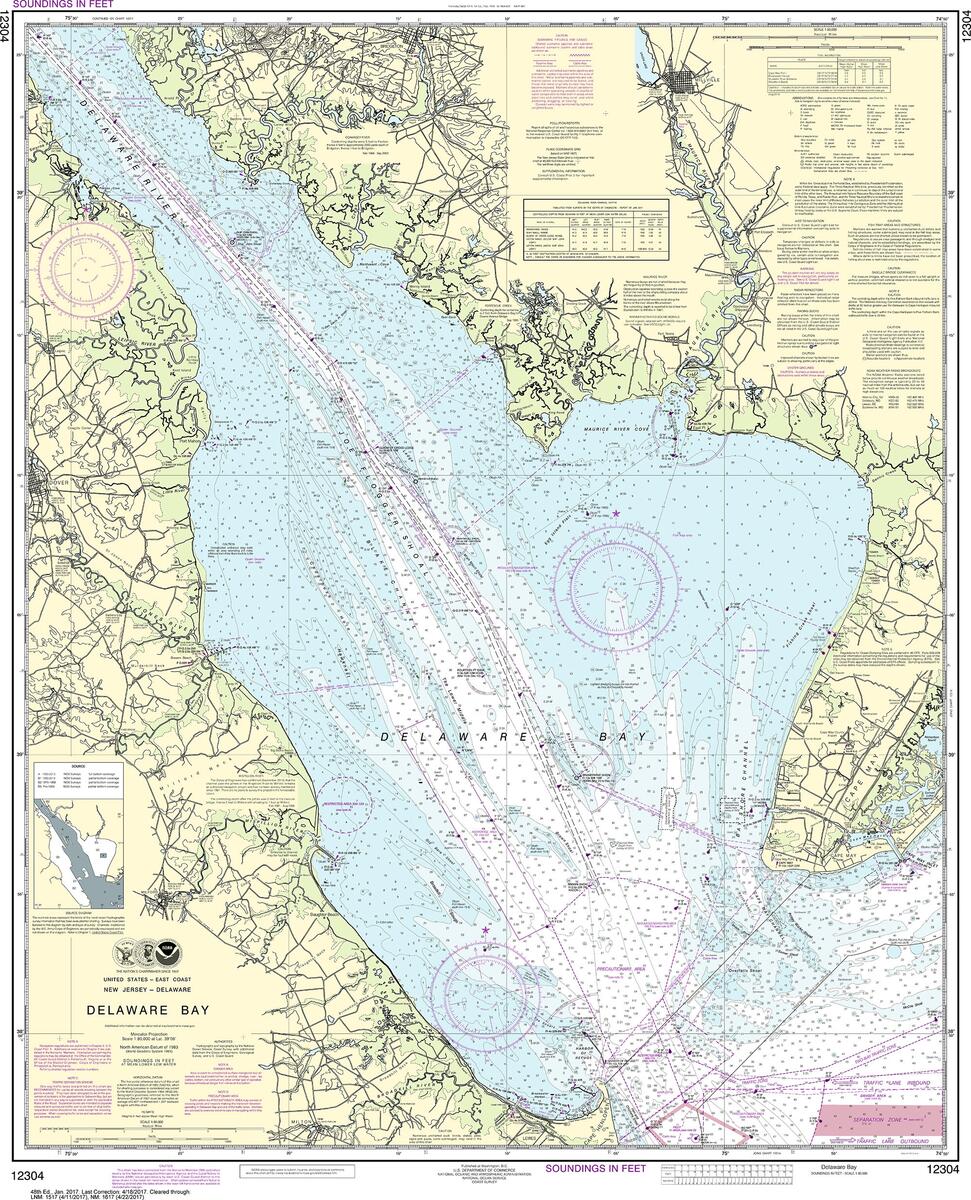 NOAA Nautical Chart 12304 Delaware Bay NOAA Nautical Chart 12304 Delaware Bay