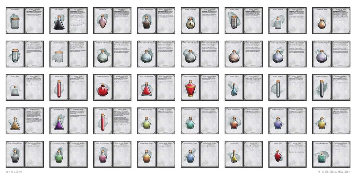 OC ART 5e Potions Art And Item Cards Downloads In Comments R DnD