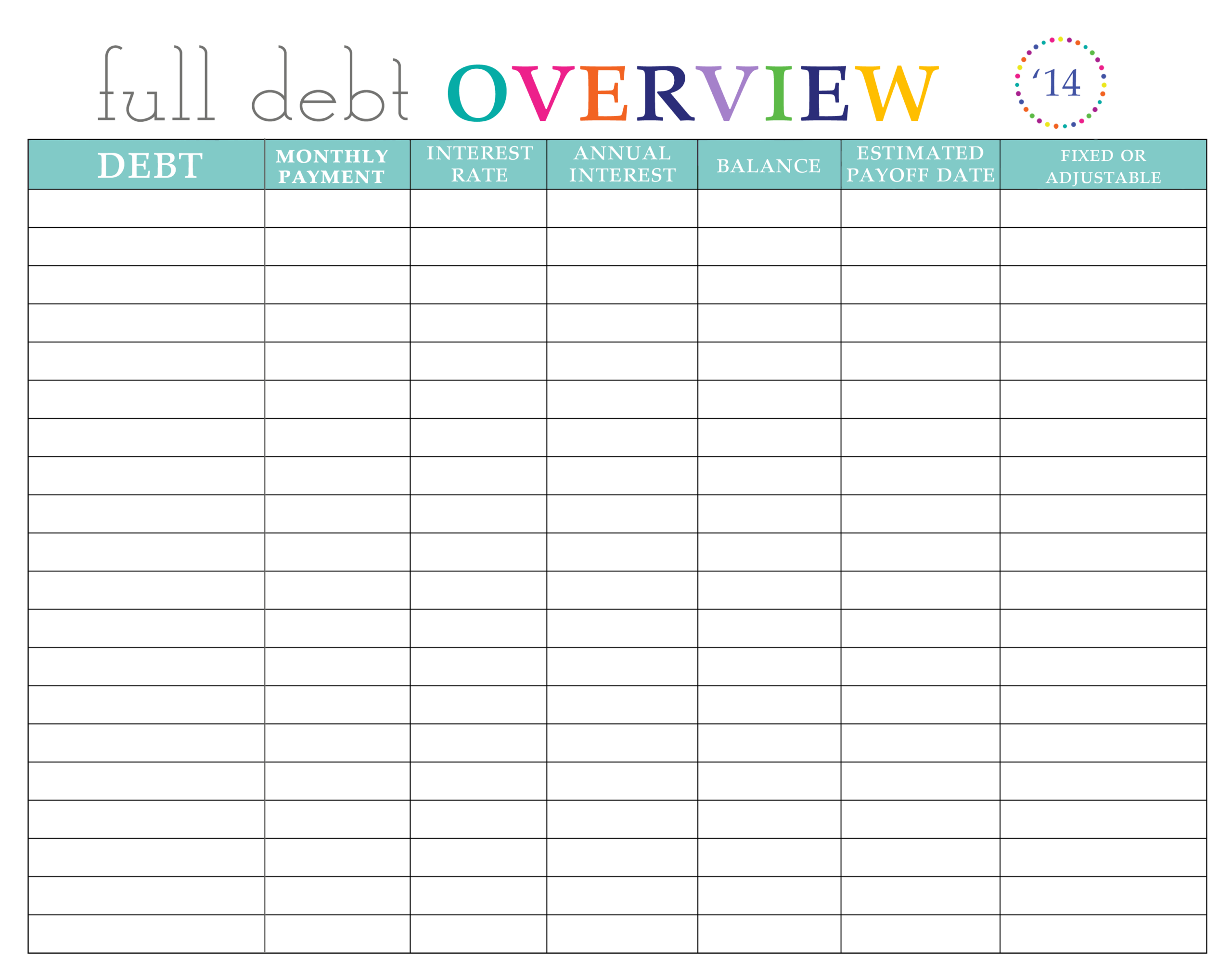 Paying Off Debt Worksheets Paying Off Debt Worksheets