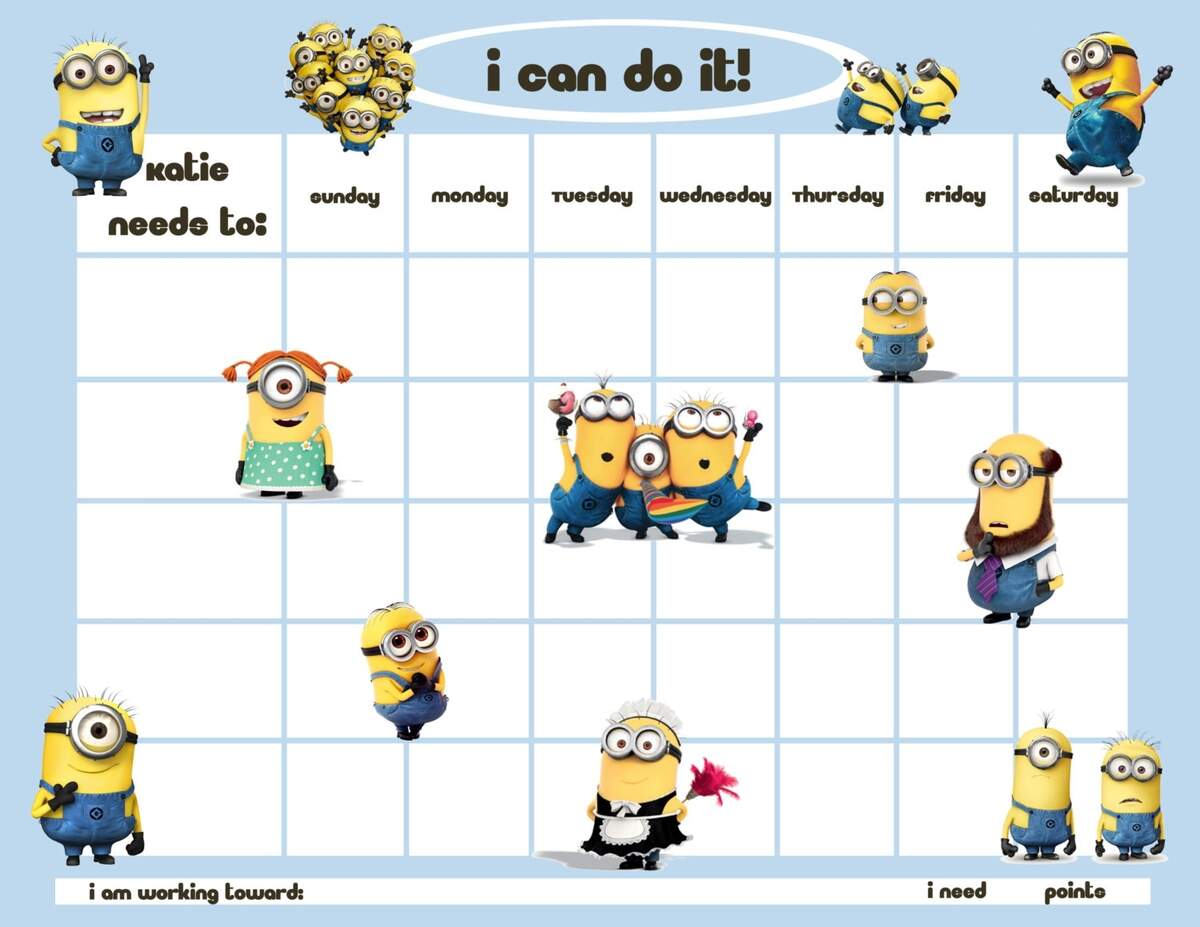 Personalized Children S Reward Chore Chart Minion Men Etsy