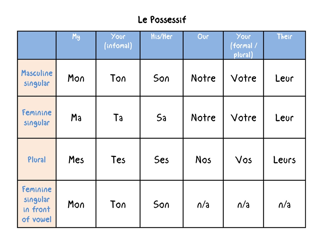 Possession French Tutoring And Resources Possession French Tutoring And Resources