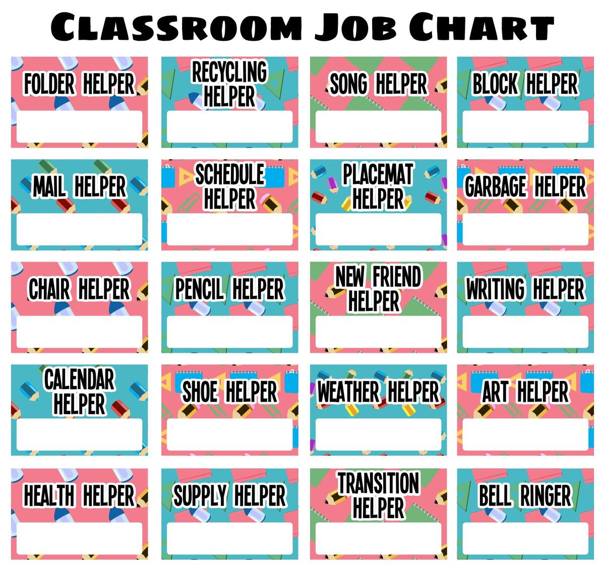 Preschool Job Chart Printables Free