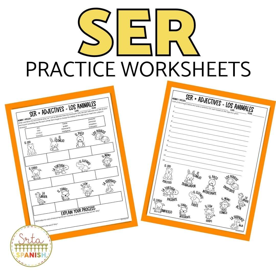 Present Tense Ser Spanish Verb Practice Worksheets Srta Spanish Present Tense Ser Spanish Verb Practice Worksheets Srta Spanish