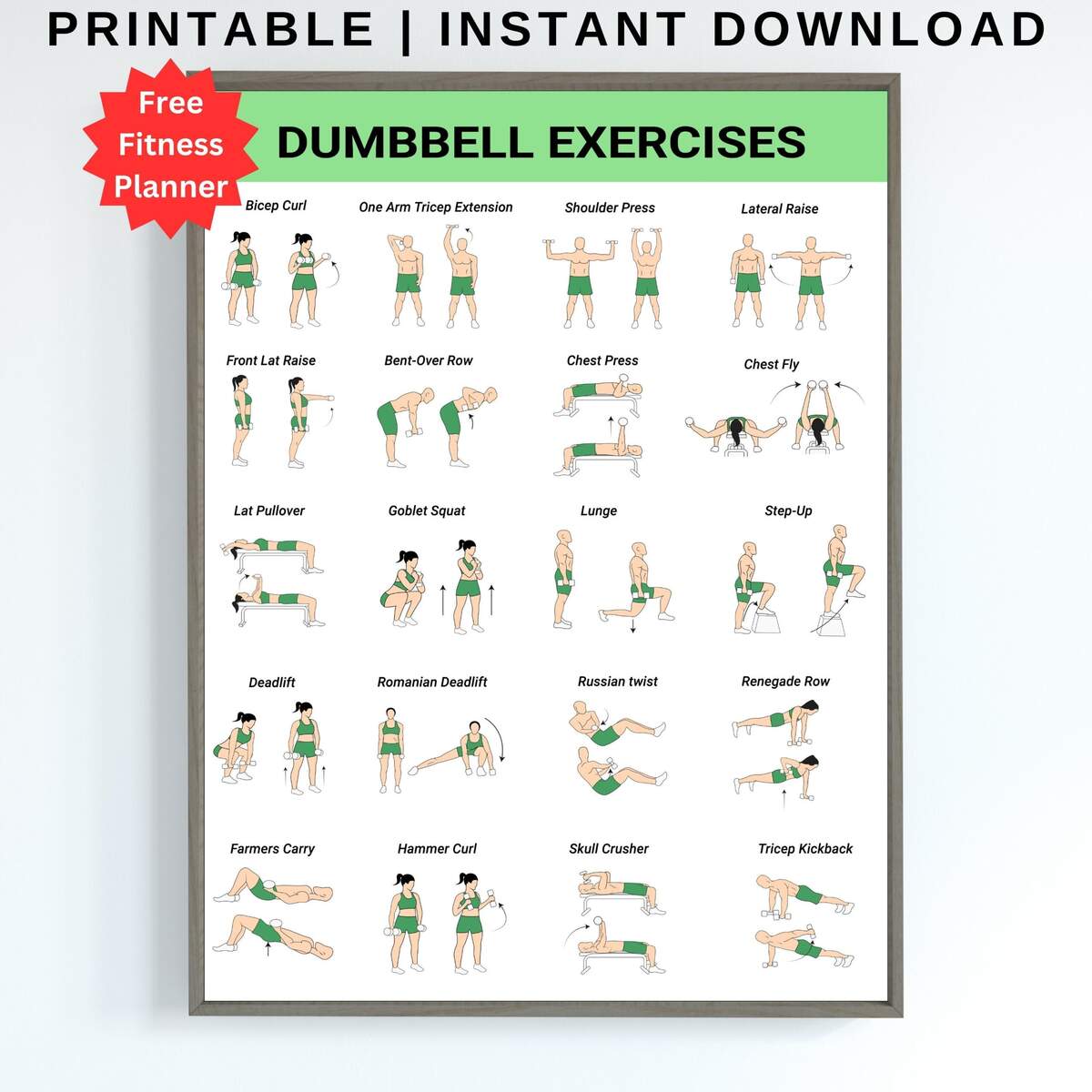 Printable Dumbell And Bench Workout Printable Dumbbell Workout With Bench Printable In Home Gym For