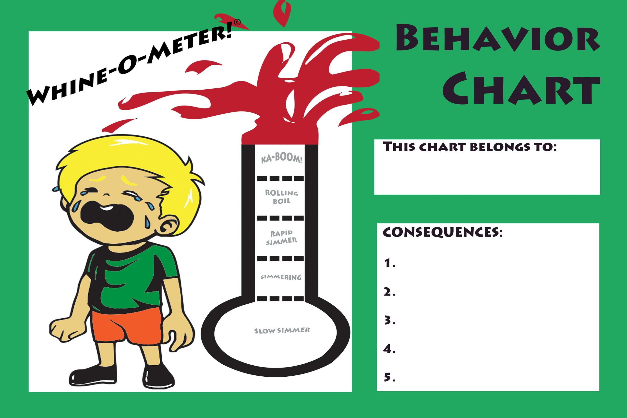 Printable Behavior Chart 4 Whine o meter Editable Boy Reward Chart Green Chore Chart Behavior Chart Routine Chart Etsy
