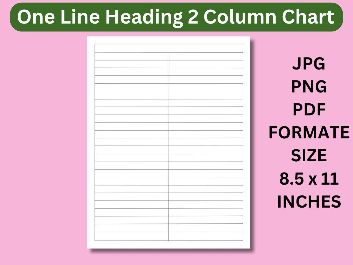 Printable Blank Column Chart Template Lined Heading PDF JPG PNG Etsy Printable Blank Column Chart Template Lined Heading PDF JPG PNG Etsy