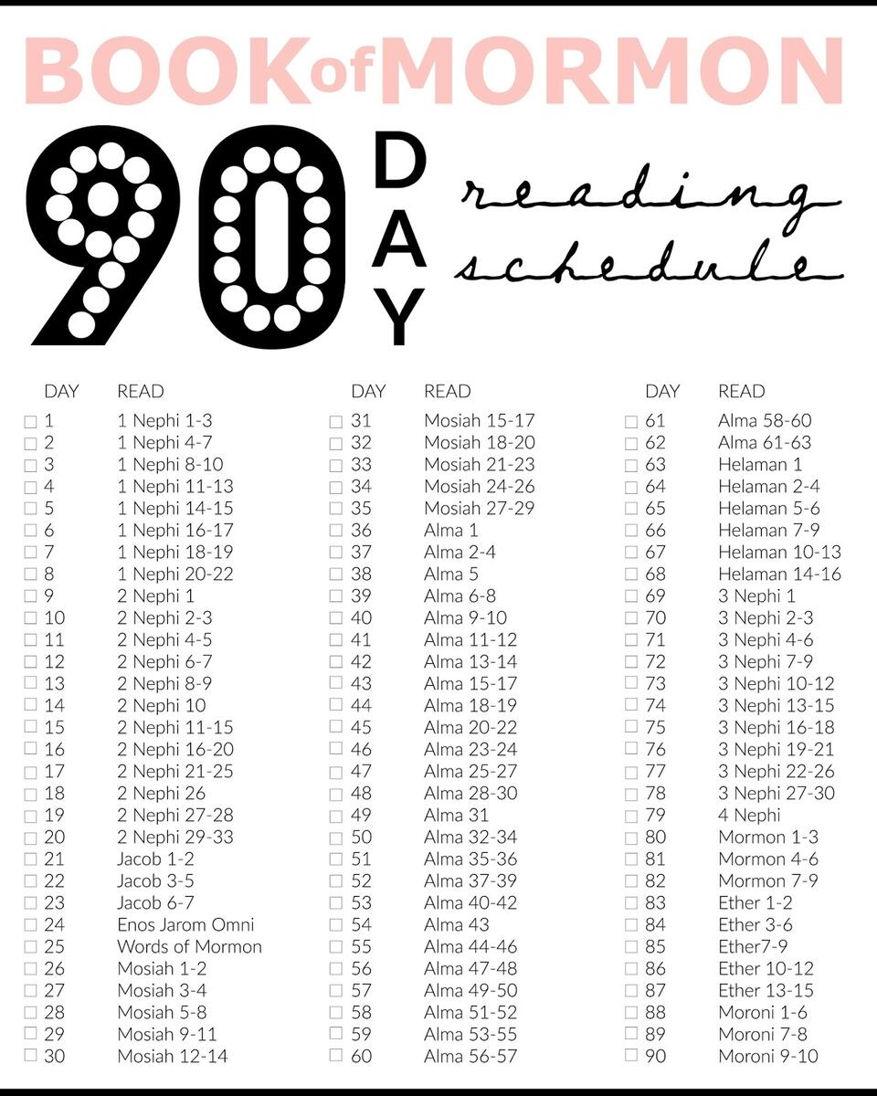 Printable Book Of Mormon 90 Days Reading Chart Audrey Fuller Printable Book Of Mormon 90 Days Reading Chart Audrey Fuller