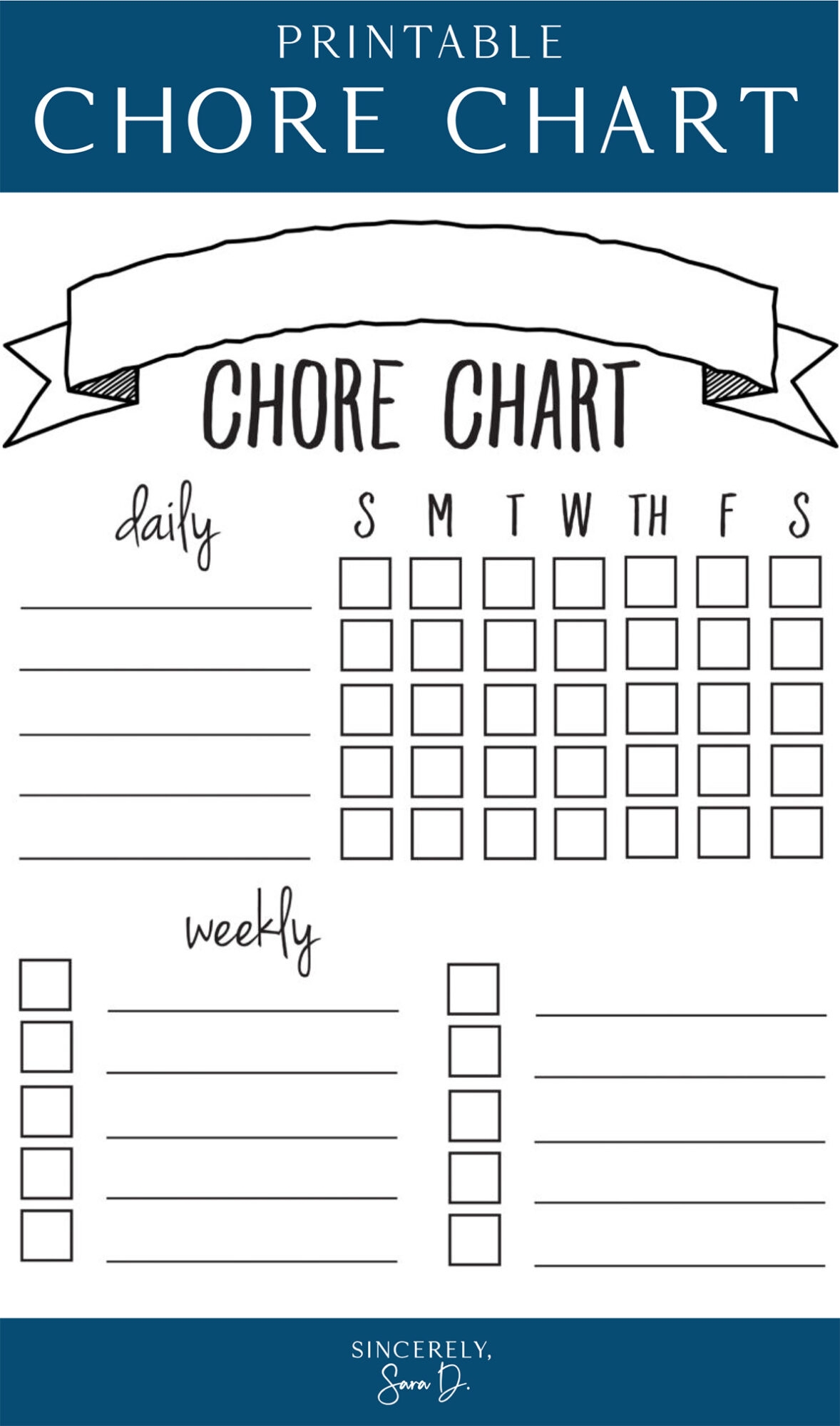Printable Chore Chart Sincerely Sara D Home Decor DIY Projects Free Printable Chore Chart PDF Template For Kids