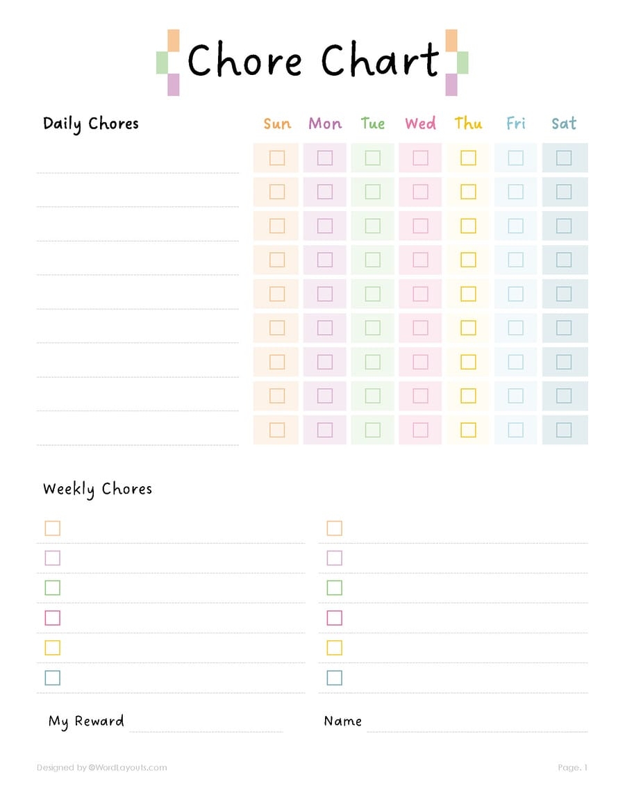 Free Customizable Chore Chart Templates To Print Canva