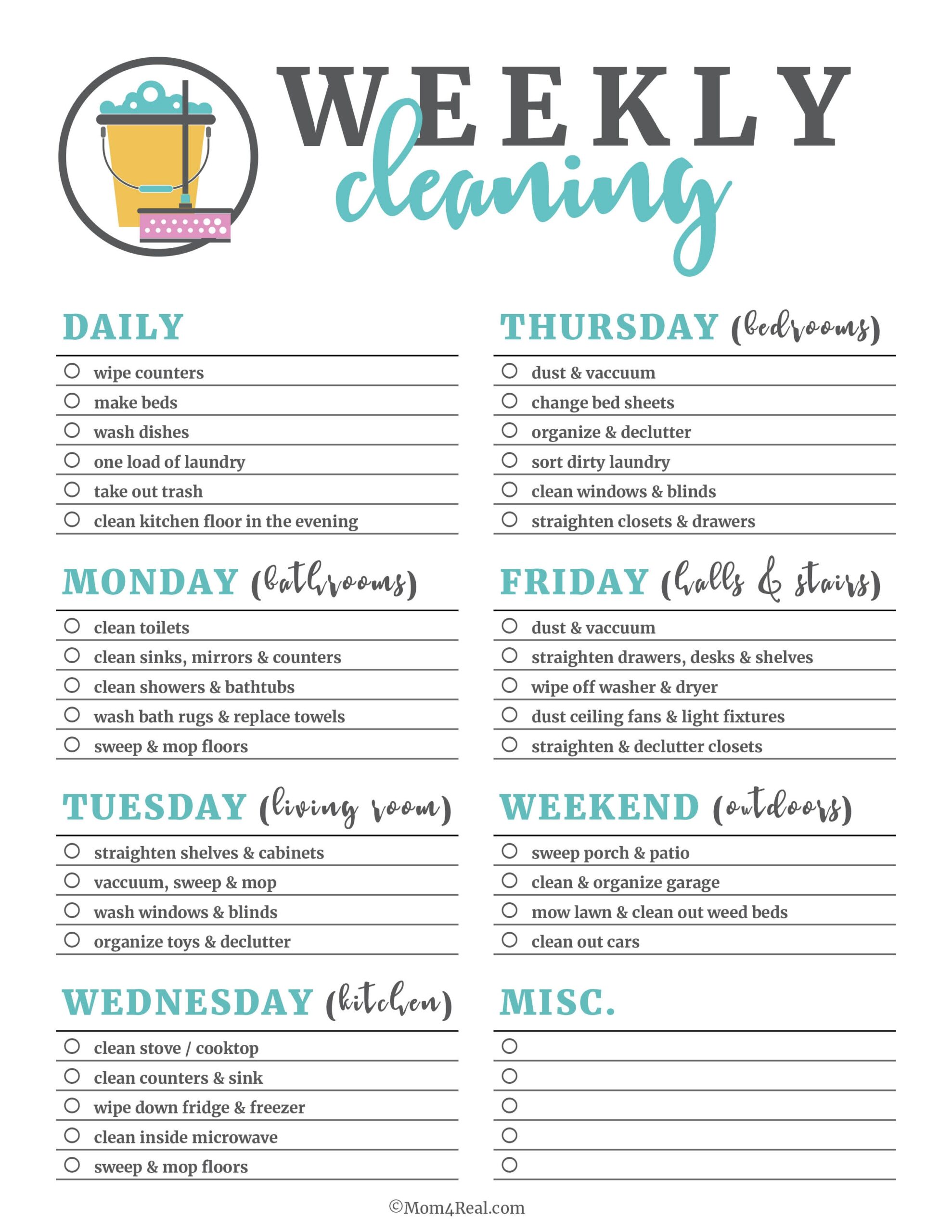 Printable Cleaning Checklists Daily Weekly Monthly Tasks Free Printable Cleaning Checklist Templates Canva