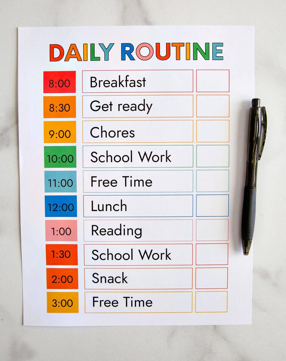 Printable Daily Schedule Template From Thirty Handmade Days Free Printable Kid S Daily Routine Chart Template The Incremental Mama