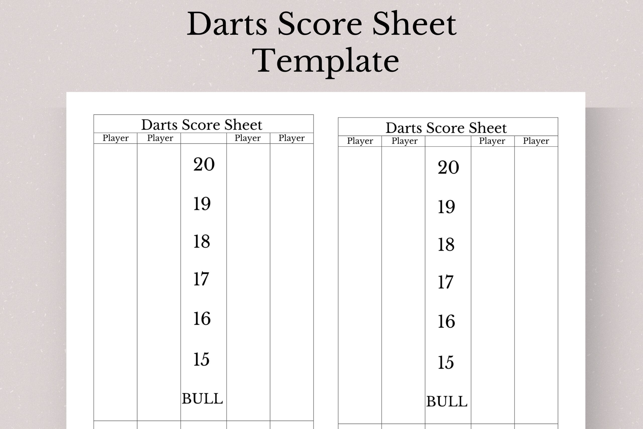 Printable Darts Score Sheet Template PDF Etsy