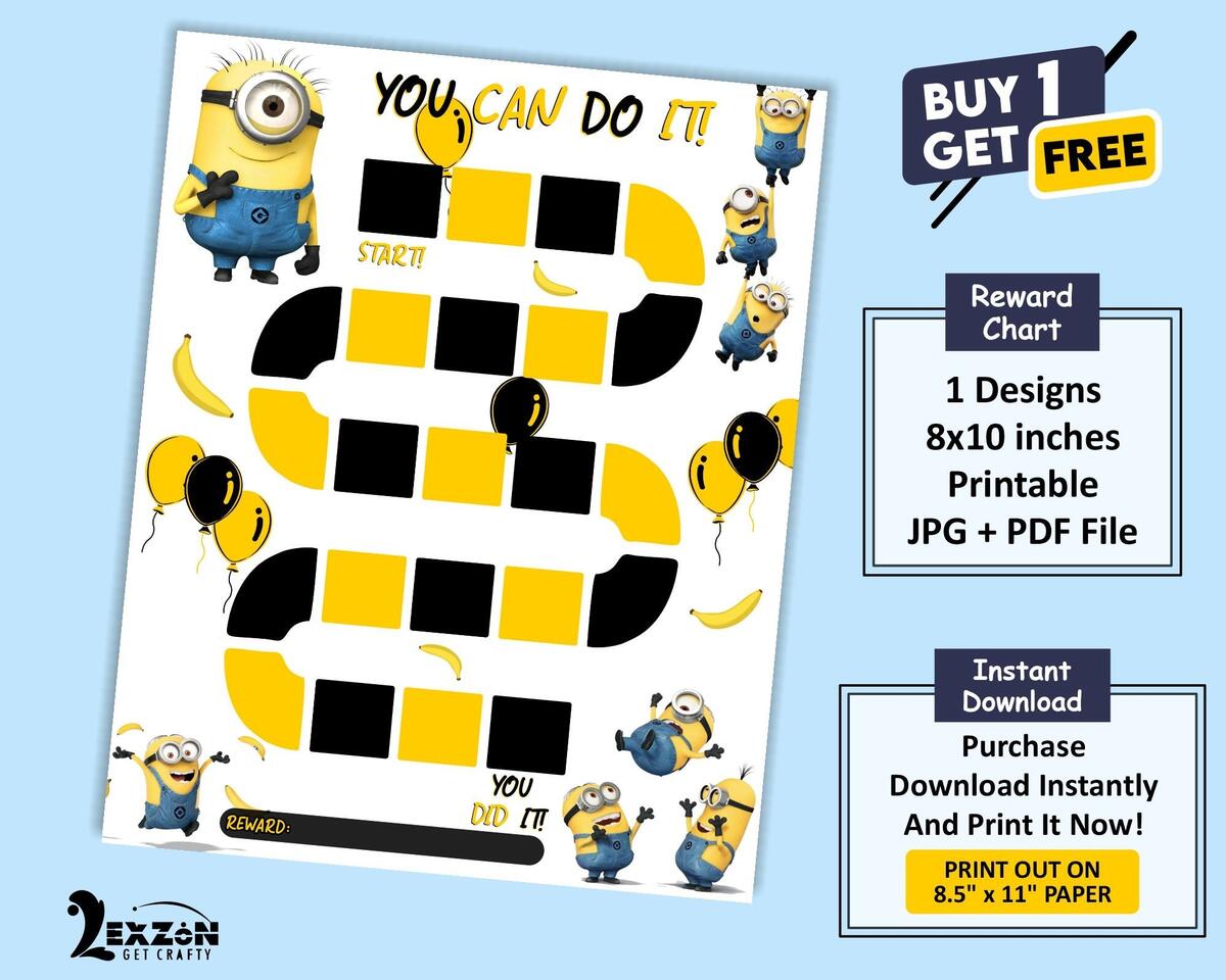 Printable Minions Reward Chart Minions Kids Behavior Chart Instant Download Chart Toddler Reward Chart Kids Game Children Game Etsy