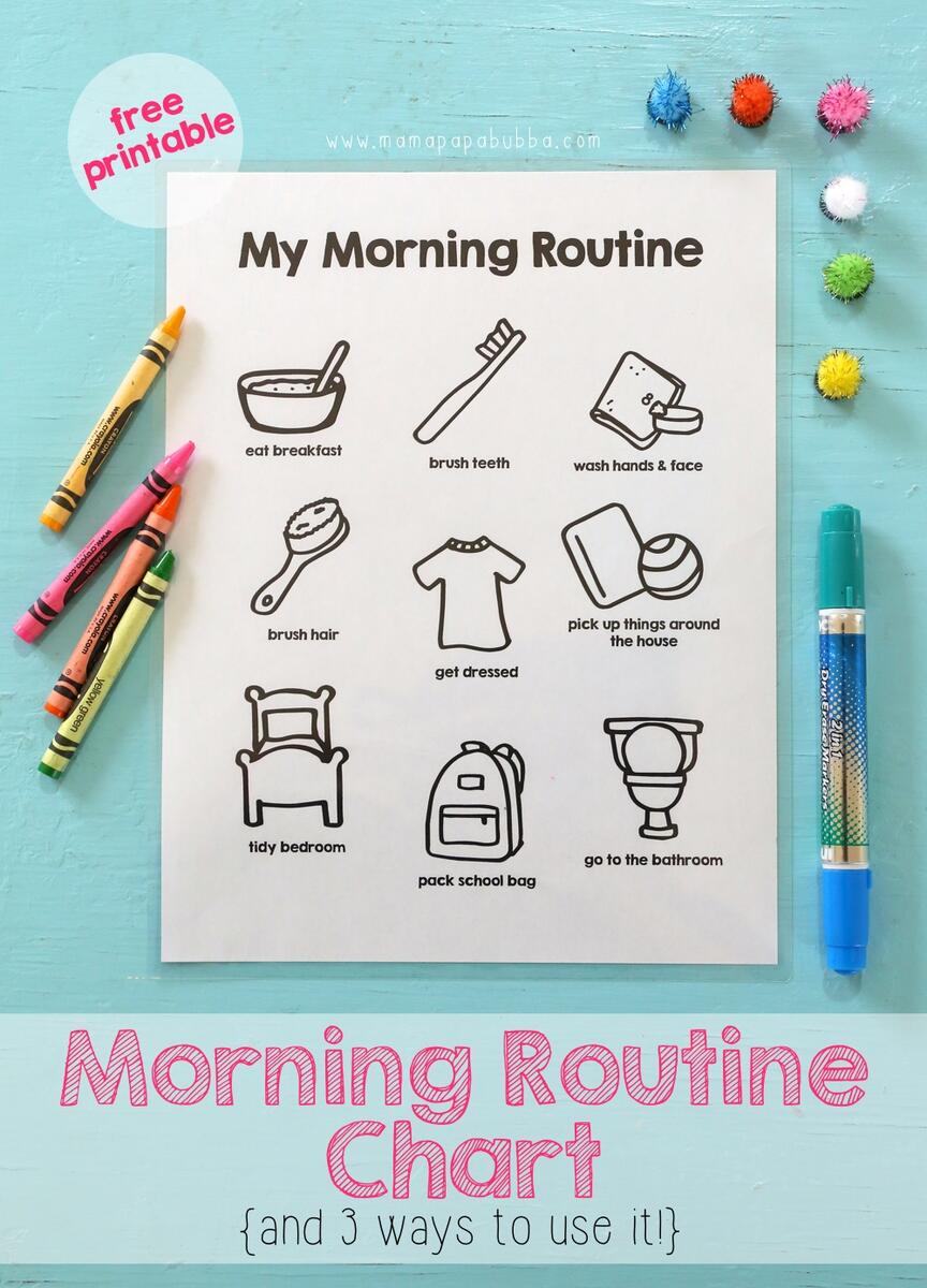 Printable Morning Routine Chart Mama Papa Bubba Printable Morning Routine Chart Mama Papa Bubba
