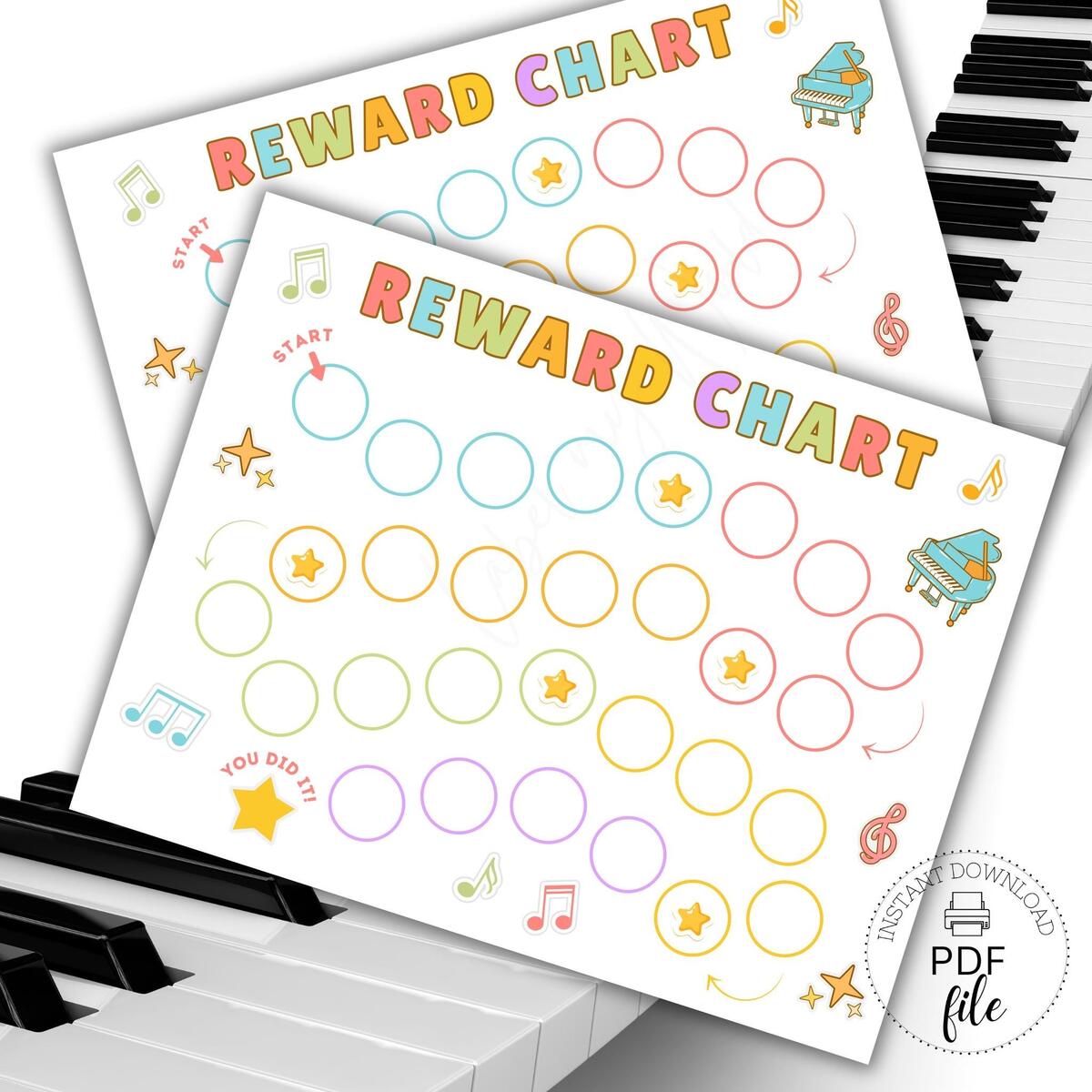 Printable Piano Reward Chart For Kids Colorful Music Instrument Sticker Chart Kids Piano Practice Chart Instant Download PDF Etsy