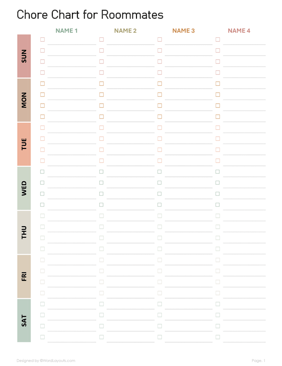 Chore Chart Printable Daily Chore Chart Couples Chore Chart Family Chore Chart Printable PDF Chore Chart For Roommates Weekly Chores Etsy