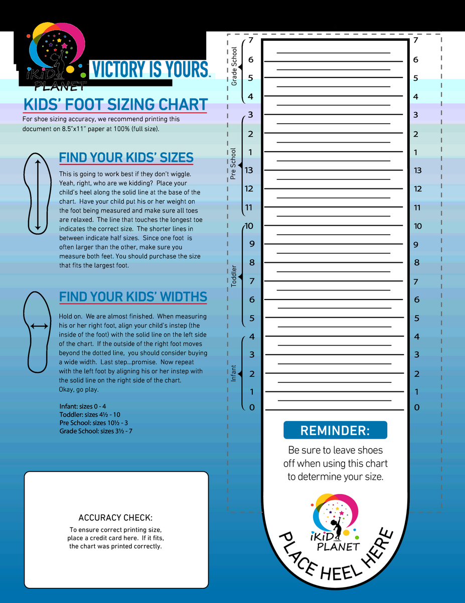 Printable Shoe Size Chart Activity Shelter