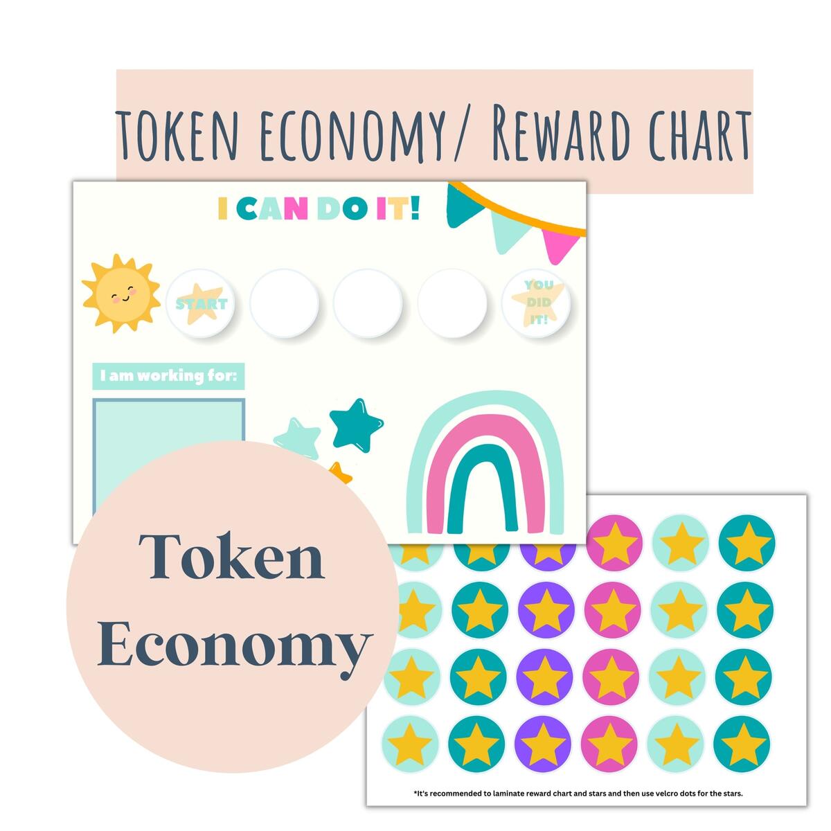 Rainbow Token Board Token Economy Token Economy System ABA Reward Chart Behavior Chart Autism ABA Materials Etsy